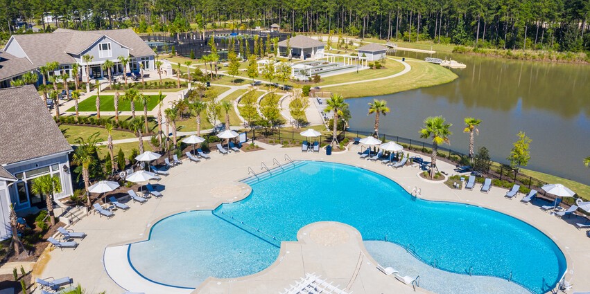 Four Seasons at Lakes of Cane Bay pool aerial
